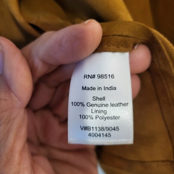 Coldwater Creek Women’s Soft Caramel Brown Suede Waterfall Jacket Cardigan Small - Picture 5 of 13